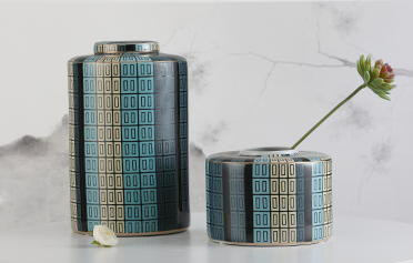 新中式白釉貼花描金彩色裝飾罐WW-14A089